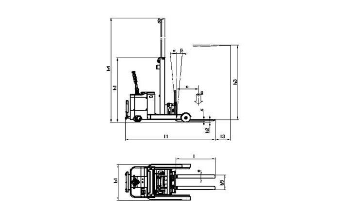 全電動(dòng)堆高車（1T 雙門(mén)架）平面圖
